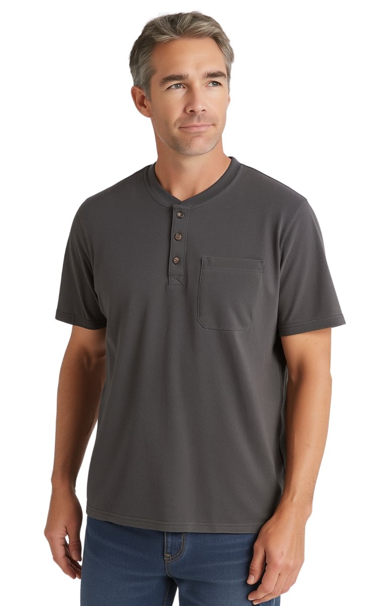 Men's Short Sleeve Henley Relaxed Fit Shirt with Pocket - Codex AI