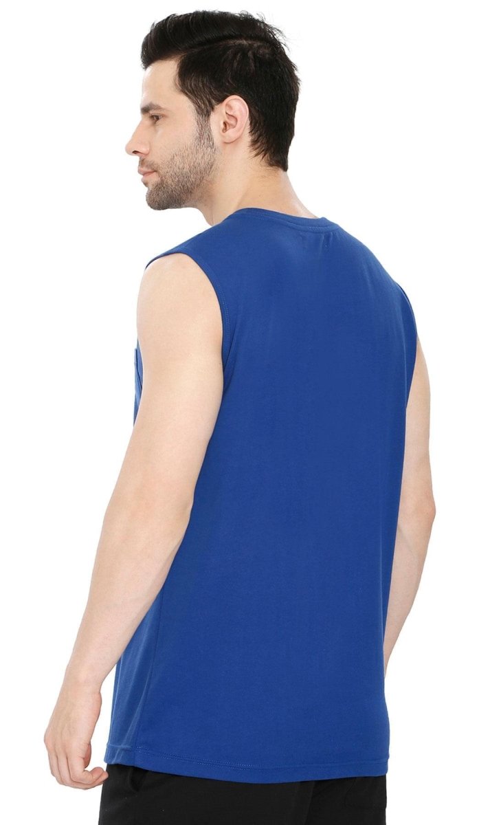 Men’s Sleeveless Crew Neck T-Shirt – Regular Fit, Heavier Cotton Blend Jersey with Chest Pocket - Codex AI