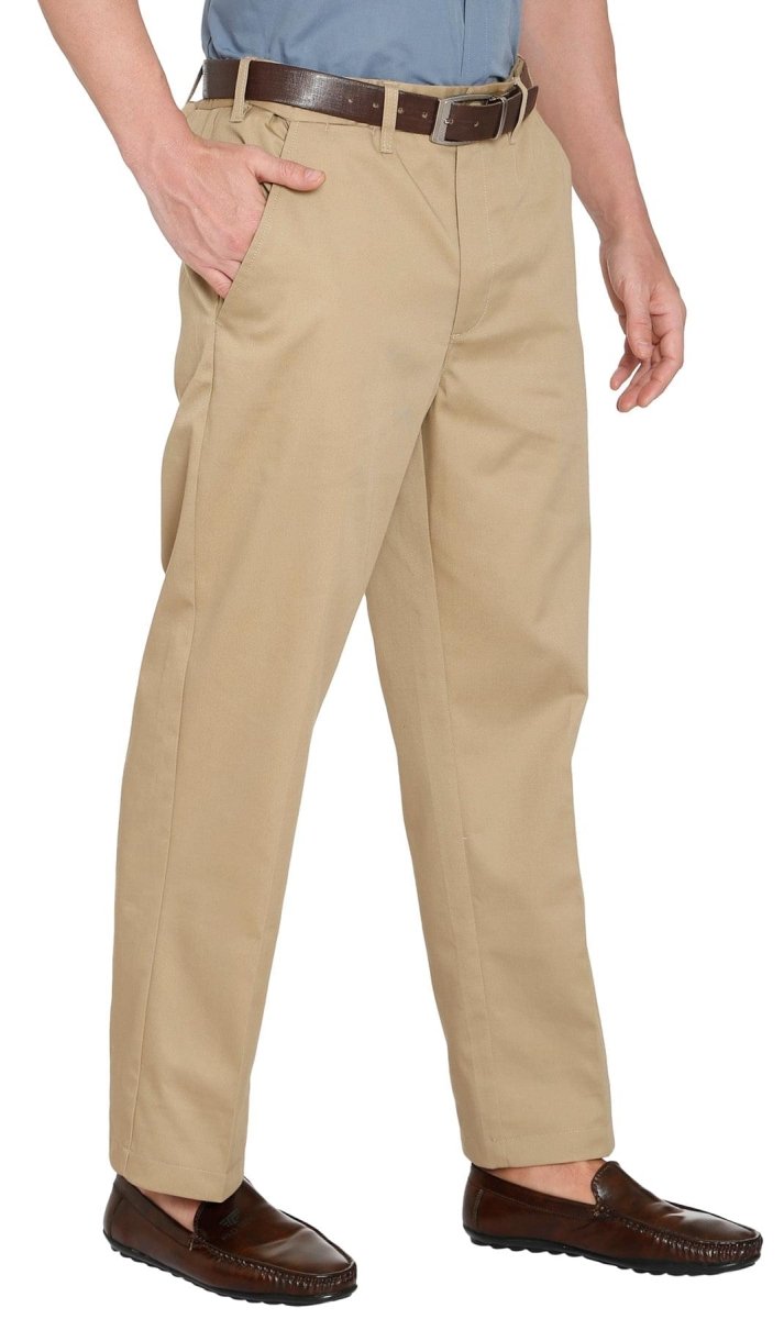 Men's Stretch Waist Chinos with a Hidden Elastic Waist and Flat Front - Codex AI
