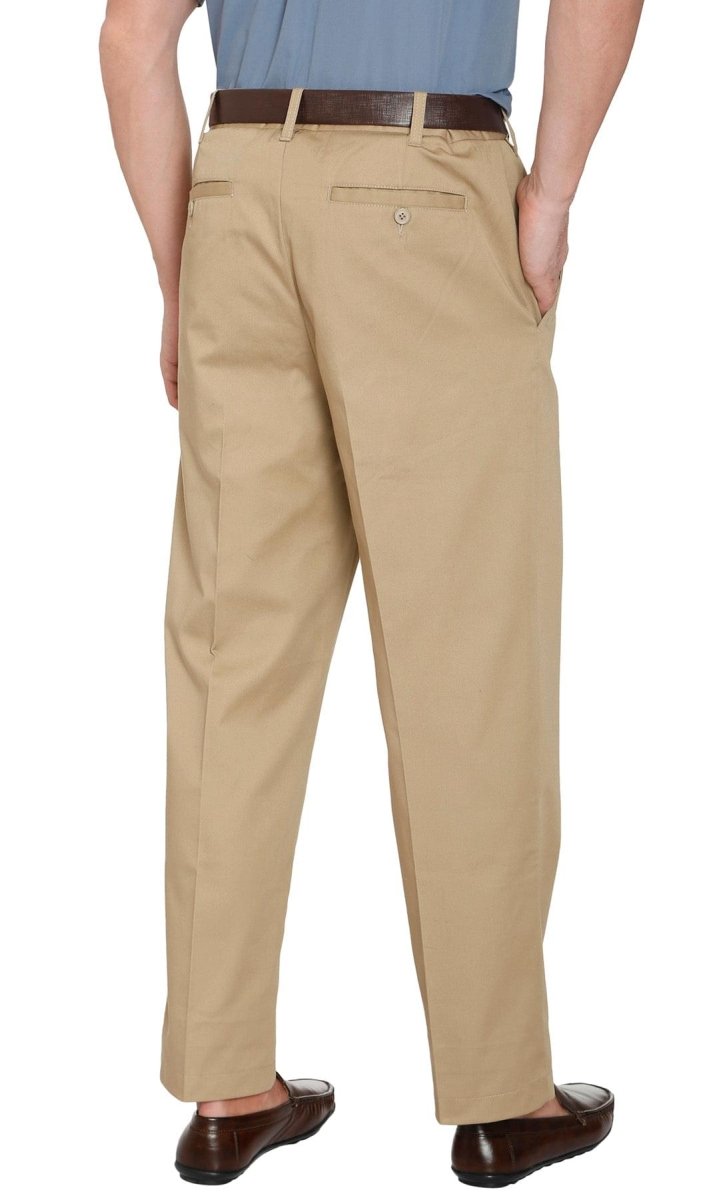Men's Stretch Waist Chinos with a Hidden Elastic Waist and Flat Front - Codex AI
