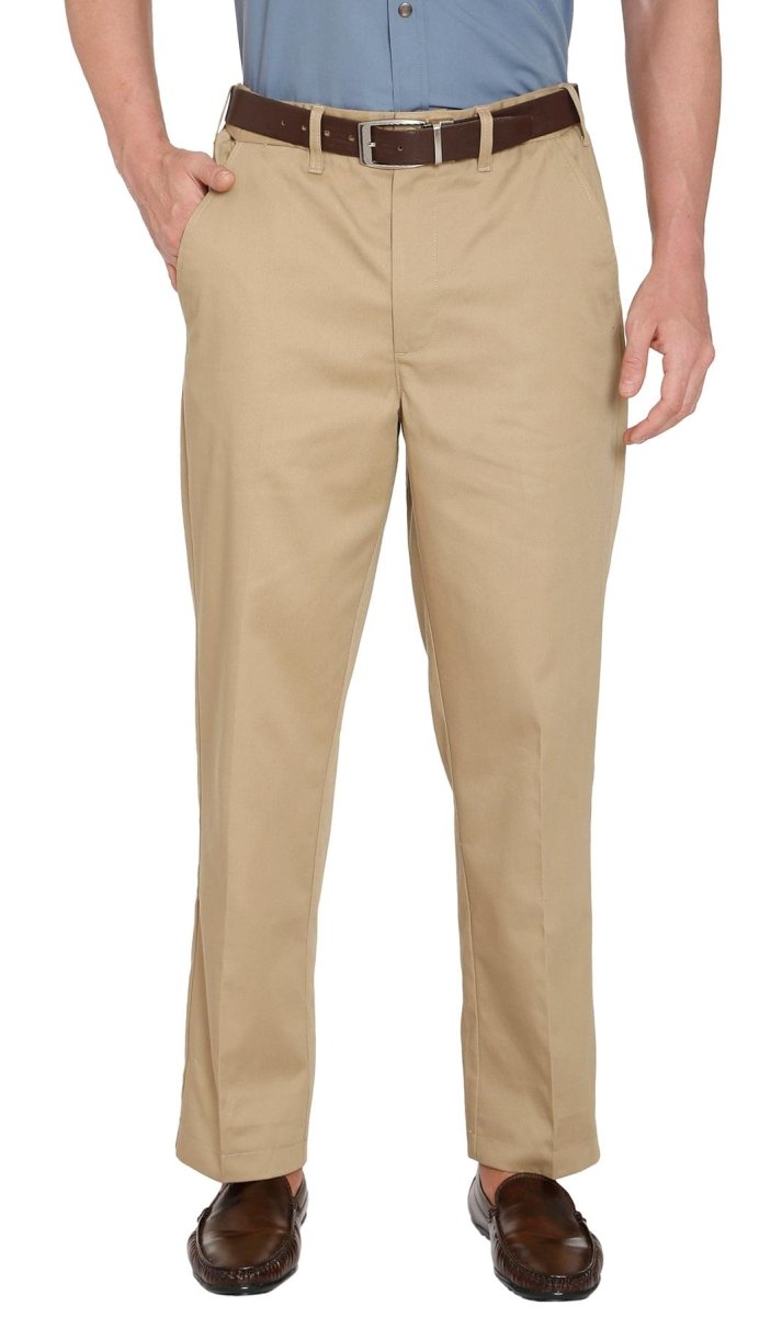 Men's Stretch Waist Chinos with a Hidden Elastic Waist and Flat Front - Codex AI
