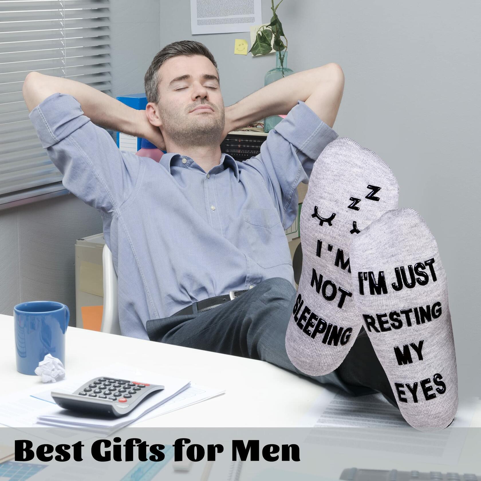 ZXGXLAW Funny 'I'm Not Sleeping' Socks for Dad Men Grandpa – Single Pair Deal US