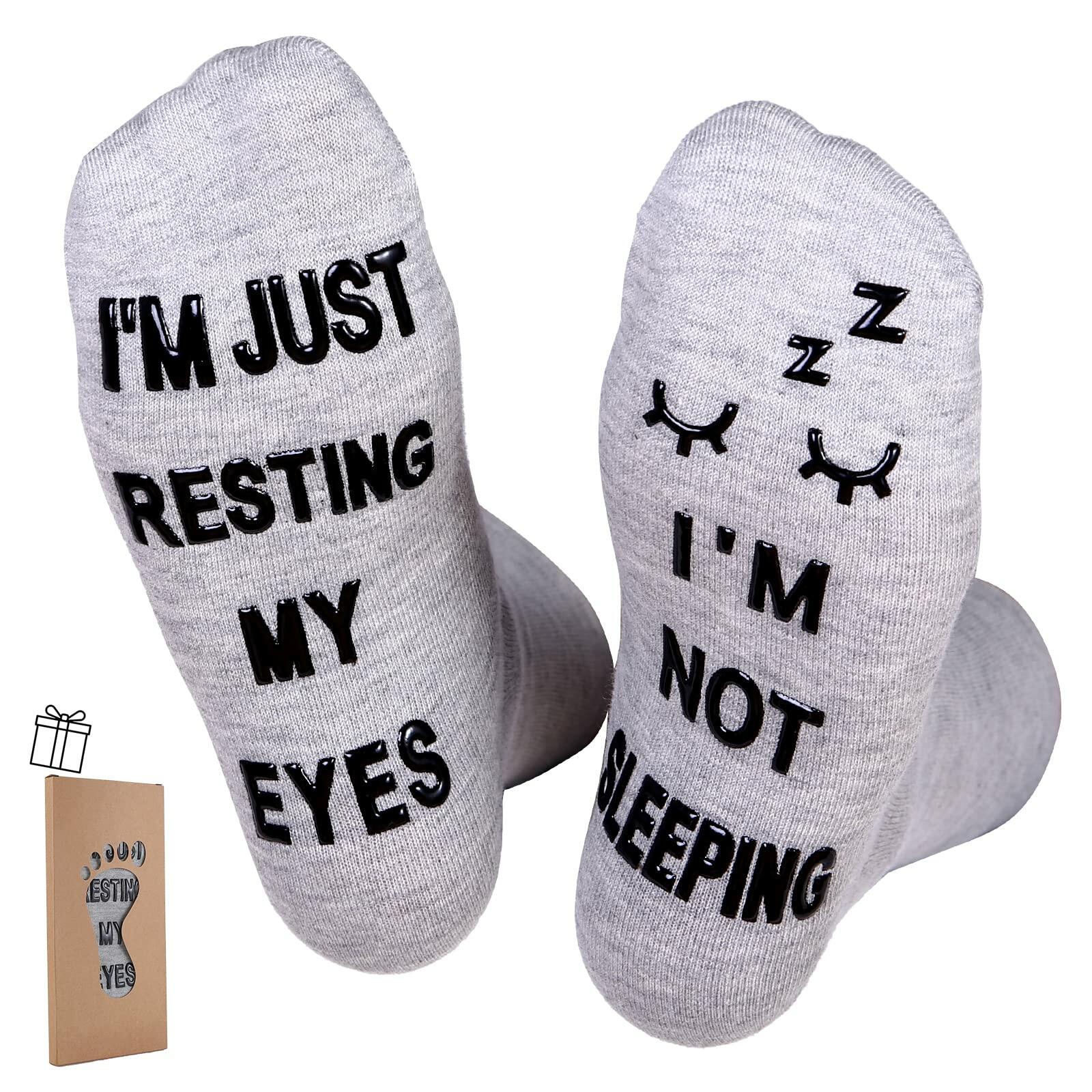 ZXGXLAW Funny 'I'm Not Sleeping' Socks for Dad Men Grandpa – Single Pair Deal US