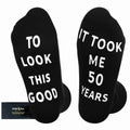 ZXGXLAW Funny Socks Birthday Gift for 50 Old Men Women Dad Mom  - Good 50