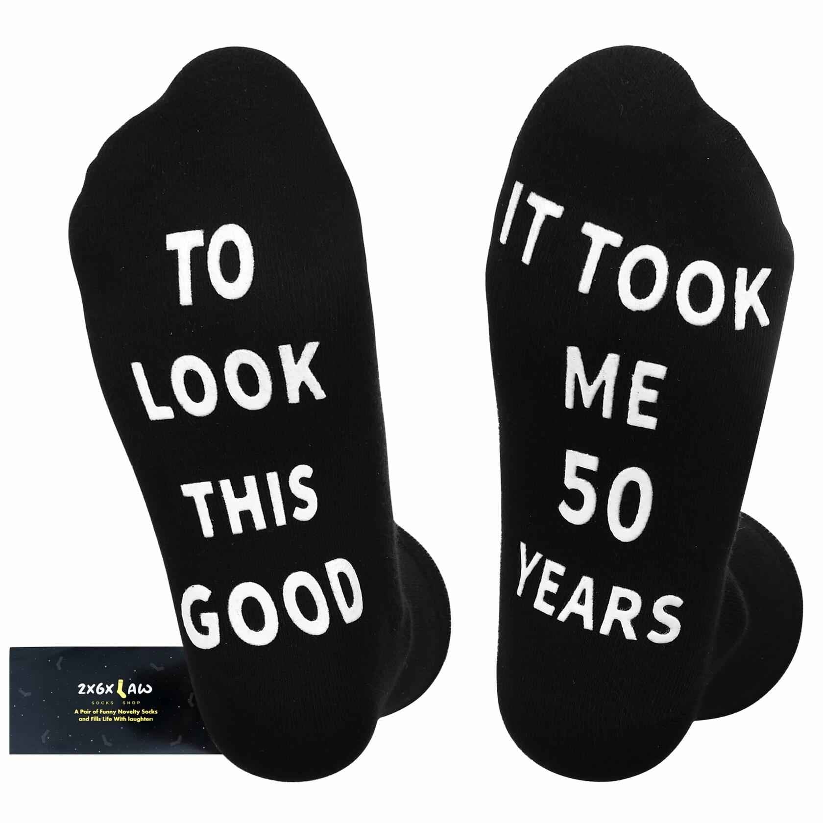 ZXGXLAW Funny Socks Birthday Gift for 50 Old Men Women Dad Mom  - Good 50