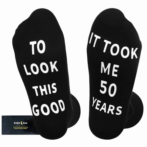 ZXGXLAW Funny Socks Birthday Gift for 50 Old Men Women Dad Mom  - Good 50