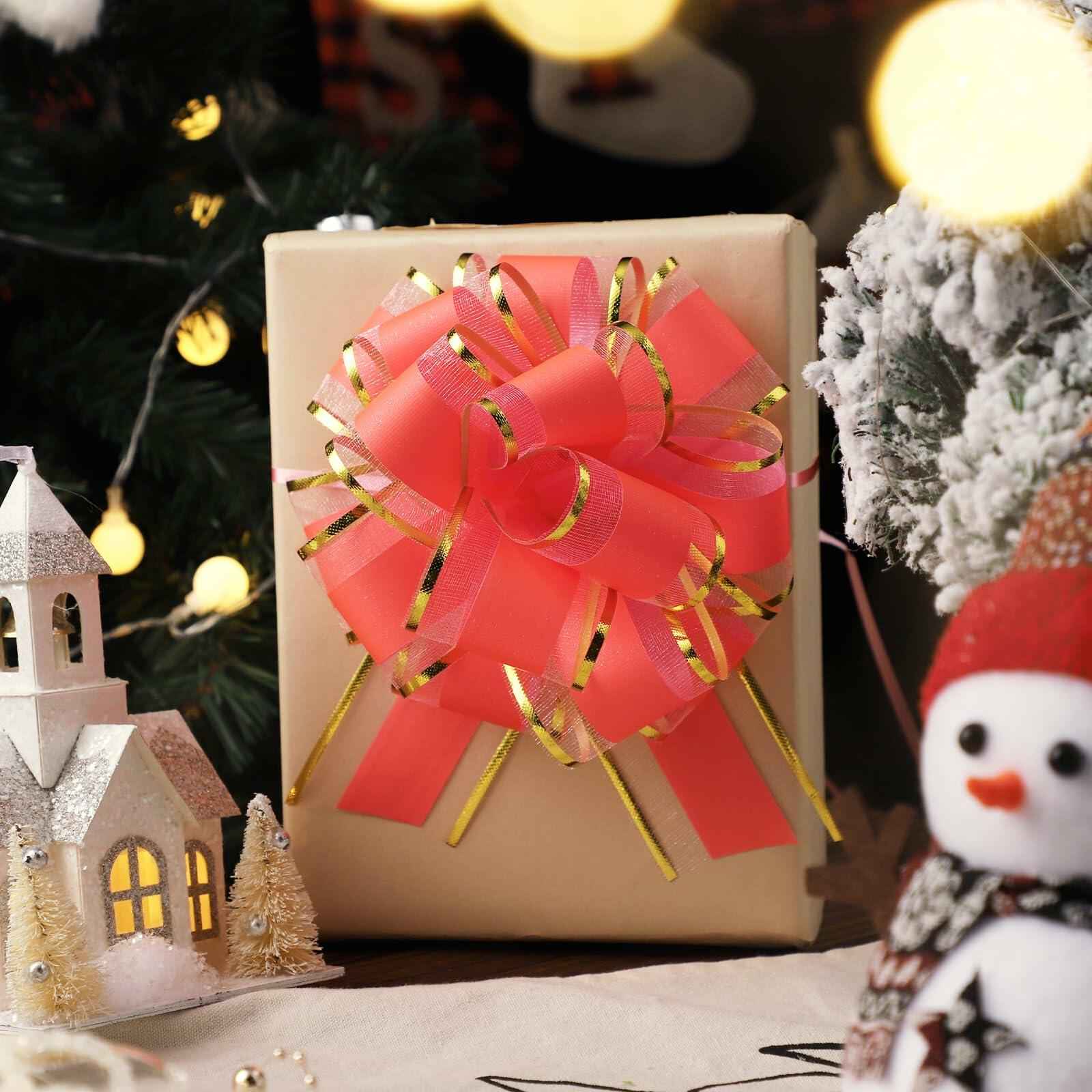 12pcs Pull Bow Mixed Color Large 6 Inch Fluorescent Gift Wrapping Bows