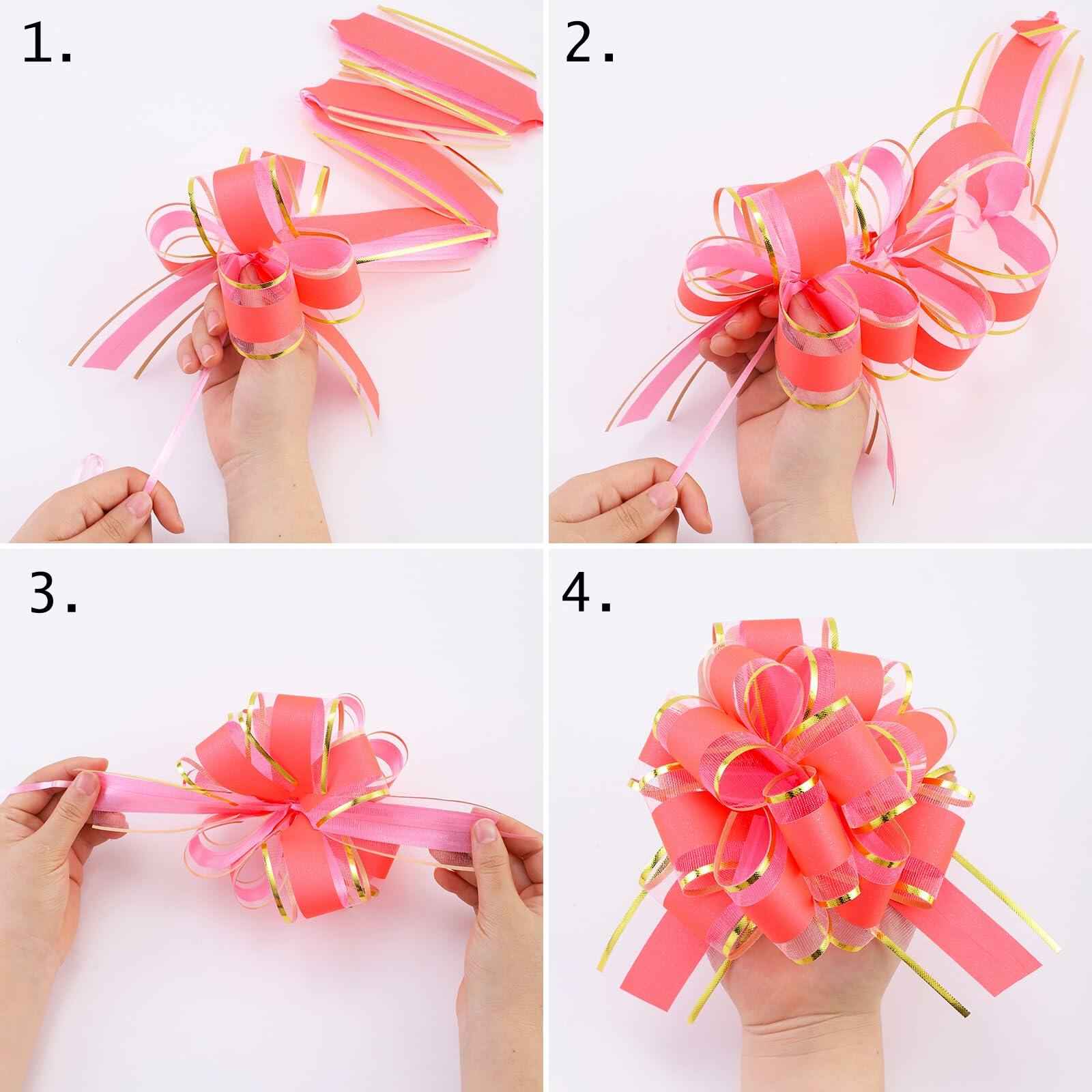 12pcs Pull Bow Mixed Color Large 6 Inch Fluorescent Gift Wrapping Bows