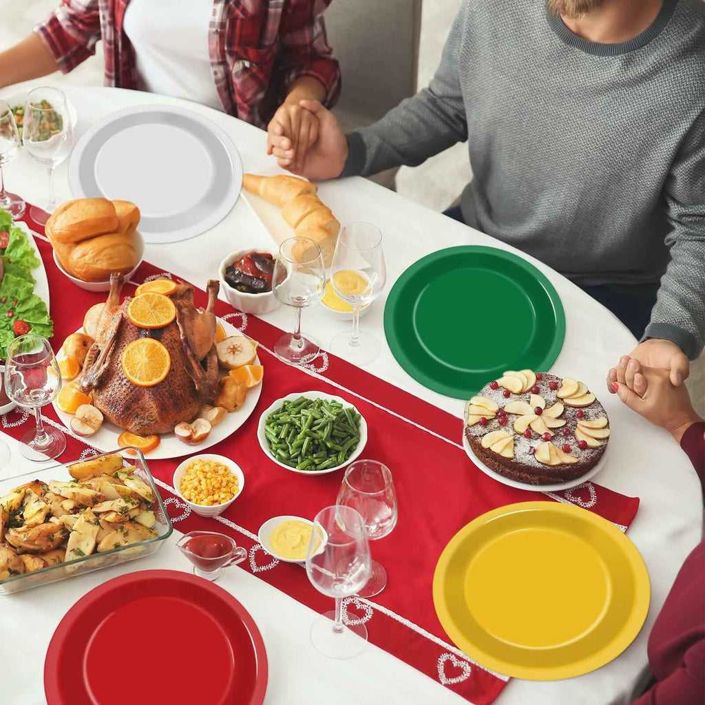 100Pcs Christmas Paper Plates 9" Red Green Disposable Party Tableware