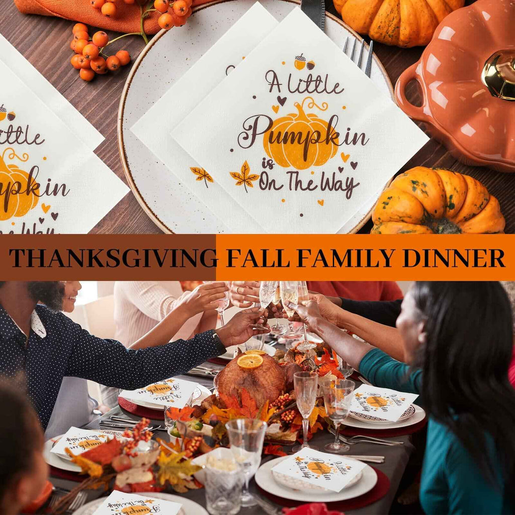 Crtiin Pumpkin Baby Shower Napkins He or She Gender Reveal 100 Pcs