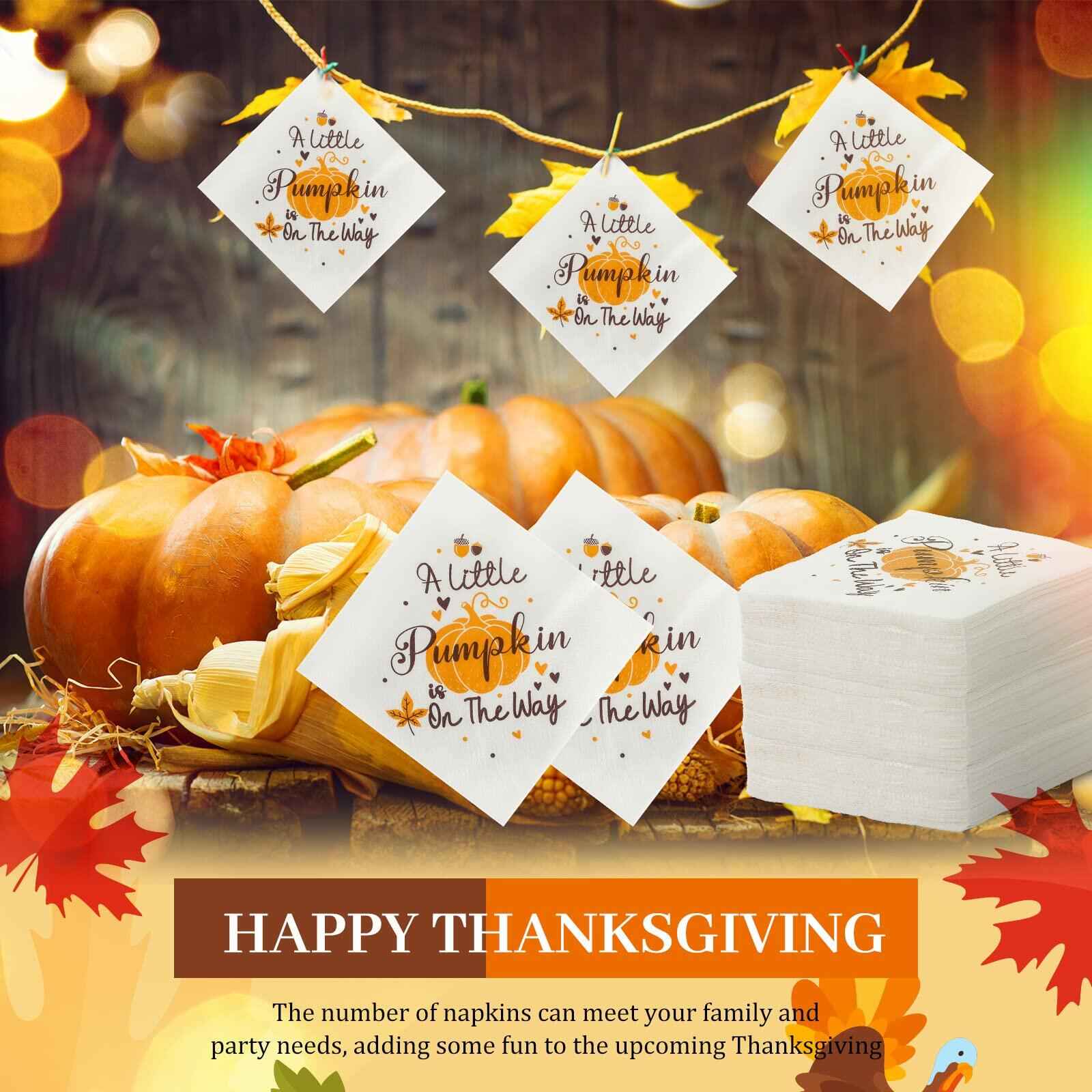 Crtiin Pumpkin Baby Shower Napkins He or She Gender Reveal 100 Pcs