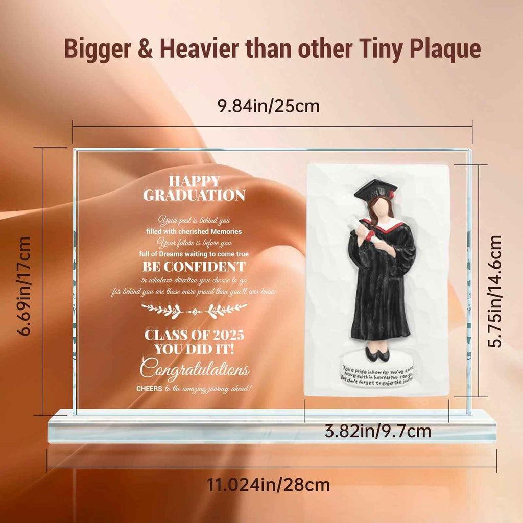 Crystal Graduate Figurine Plaque 4x6 Inspirational Graduation Gift 2025