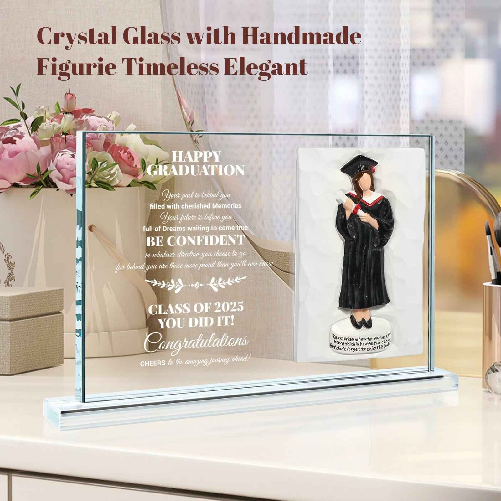 Crystal Graduate Figurine Plaque 4x6 Inspirational Graduation Gift 2025