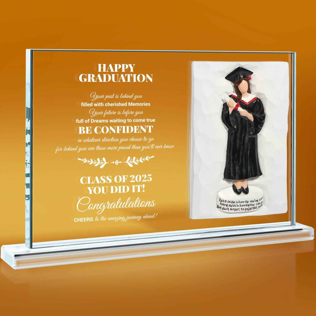 Crystal Graduate Figurine Plaque 4x6 Inspirational Graduation Gift 2025