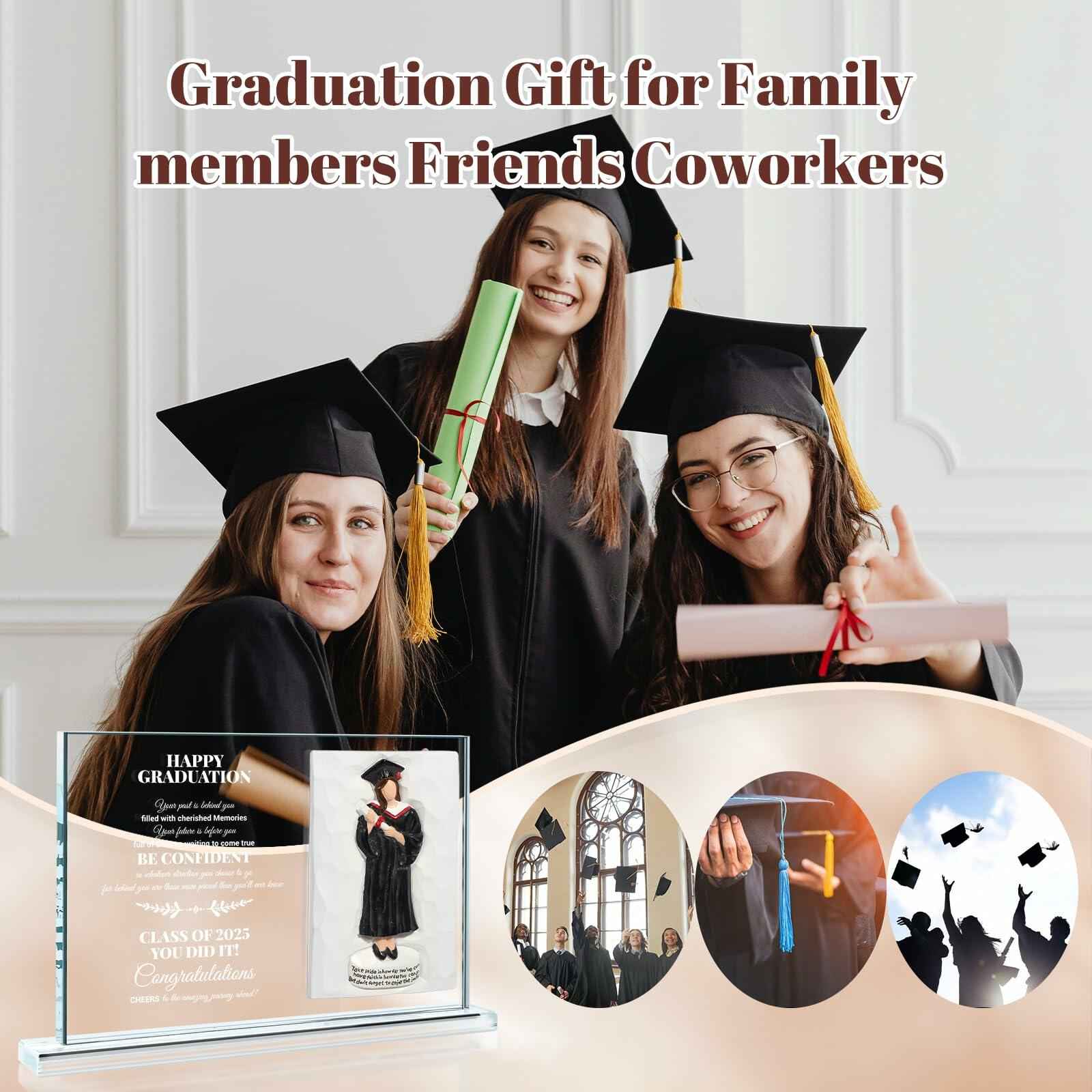 Crystal Graduate Figurine Plaque 4x6 Inspirational Graduation Gift 2025