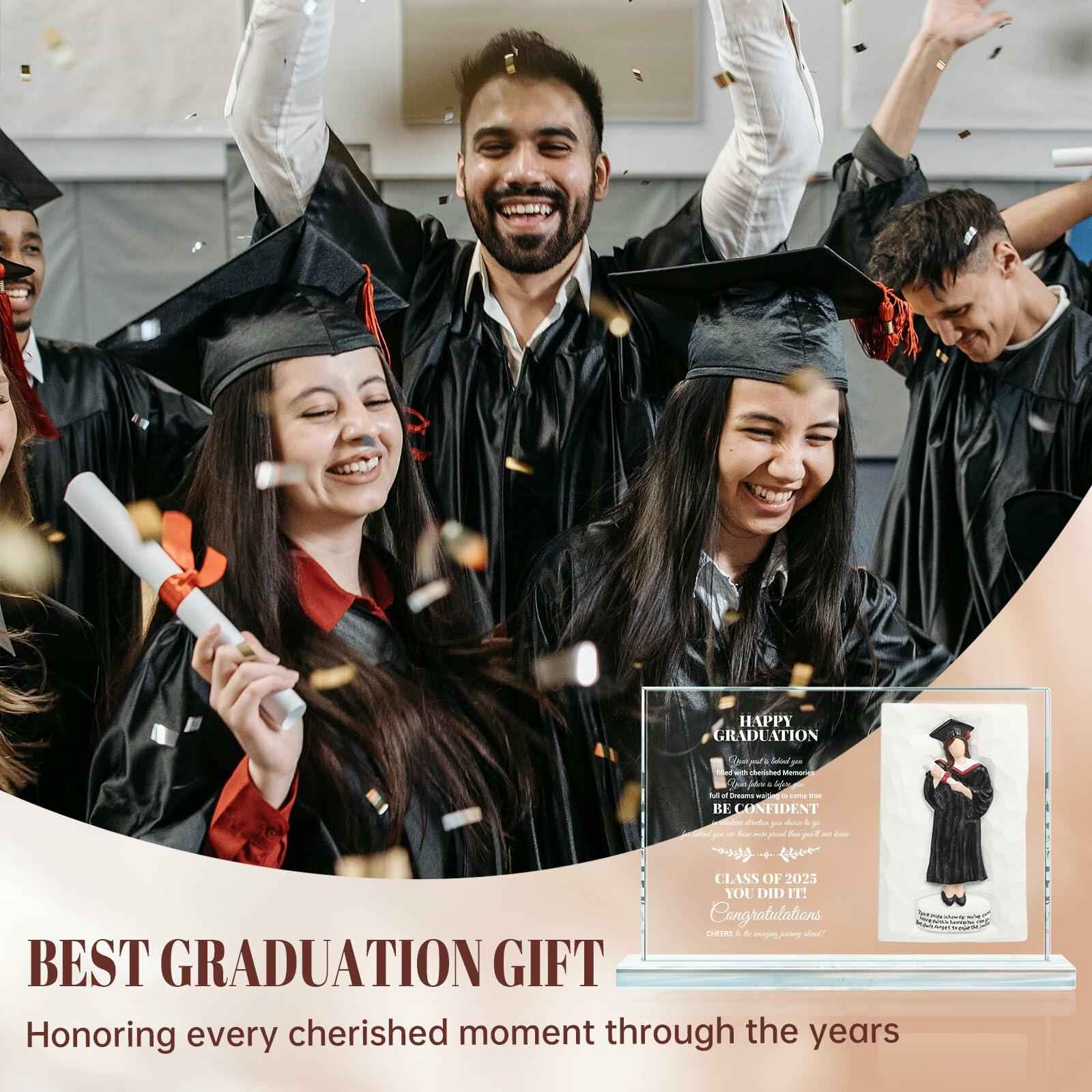Crystal Graduate Figurine Plaque 4x6 Inspirational Graduation Gift 2025