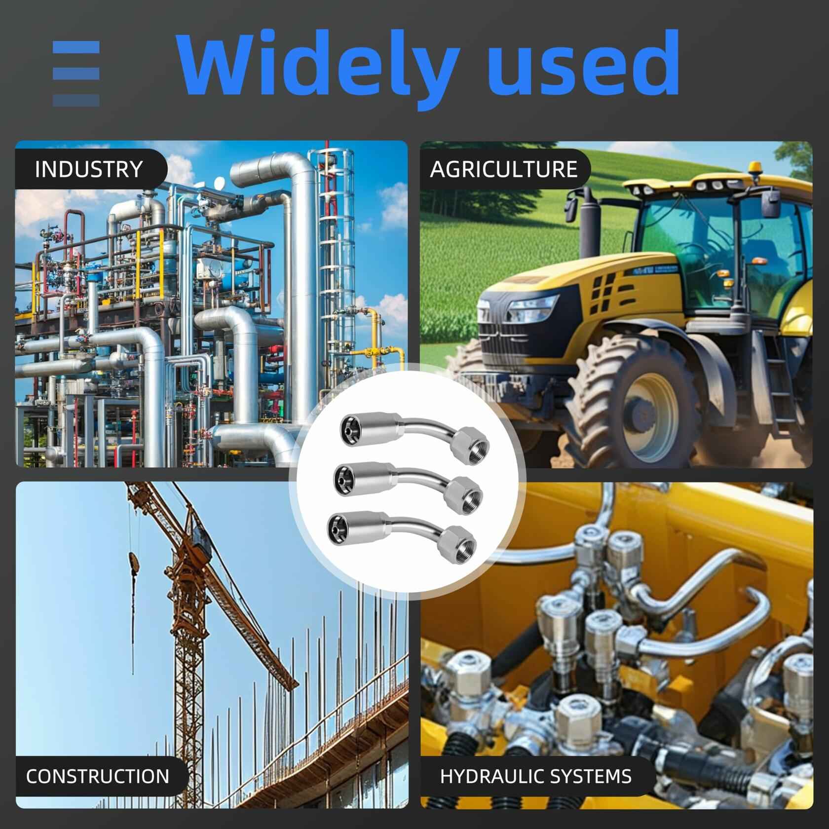 10 pcs Hydraulic 5/16" Hose x 3/4" JIC 37° Female 90° Elbow Fittings