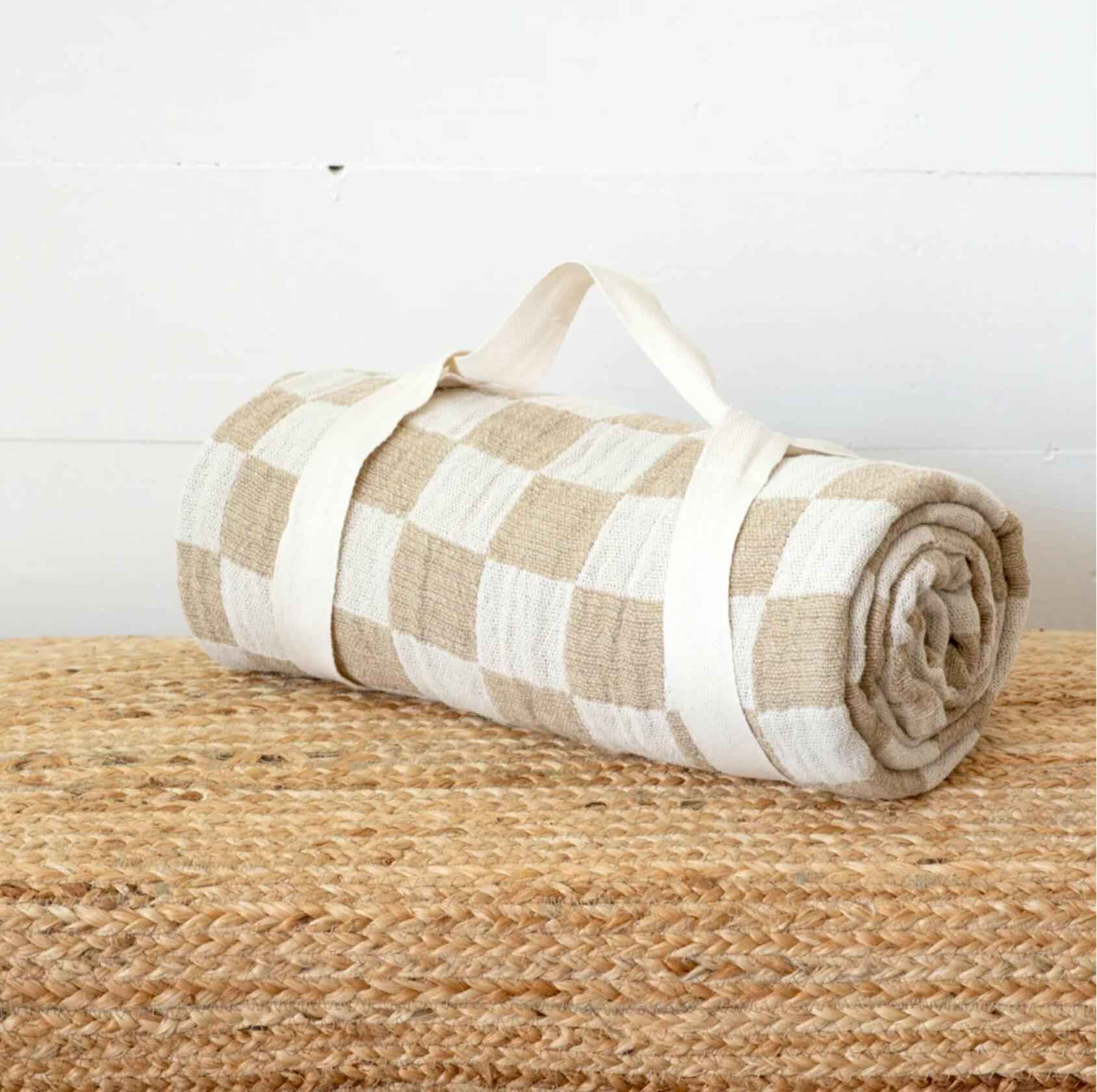 100 North Soft Warm Cuddle Blanket Black Beige 60x50 Inches Cotton Blend