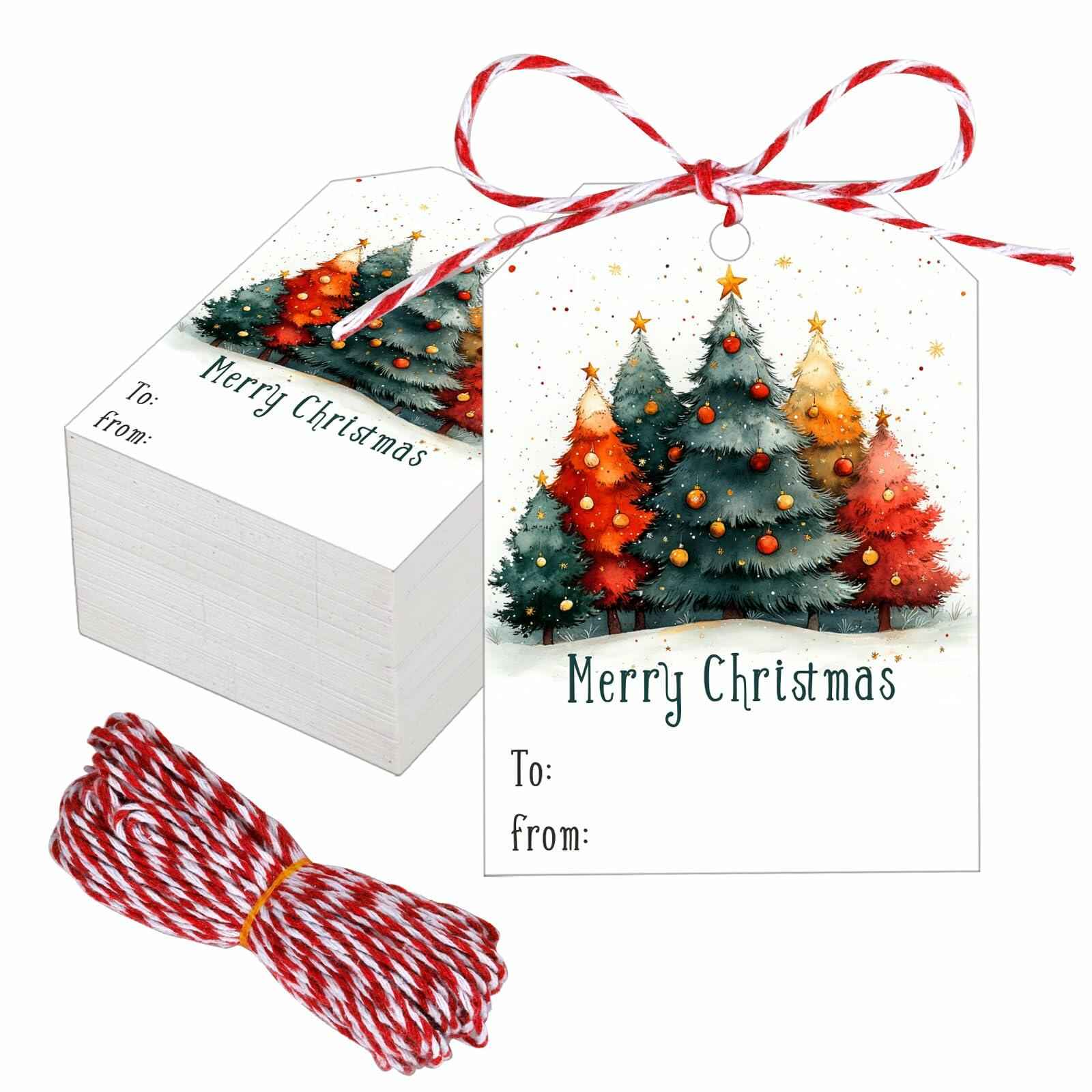100Pcs Gift Tags with String Attached for Presents Xmas Party Decor Labels