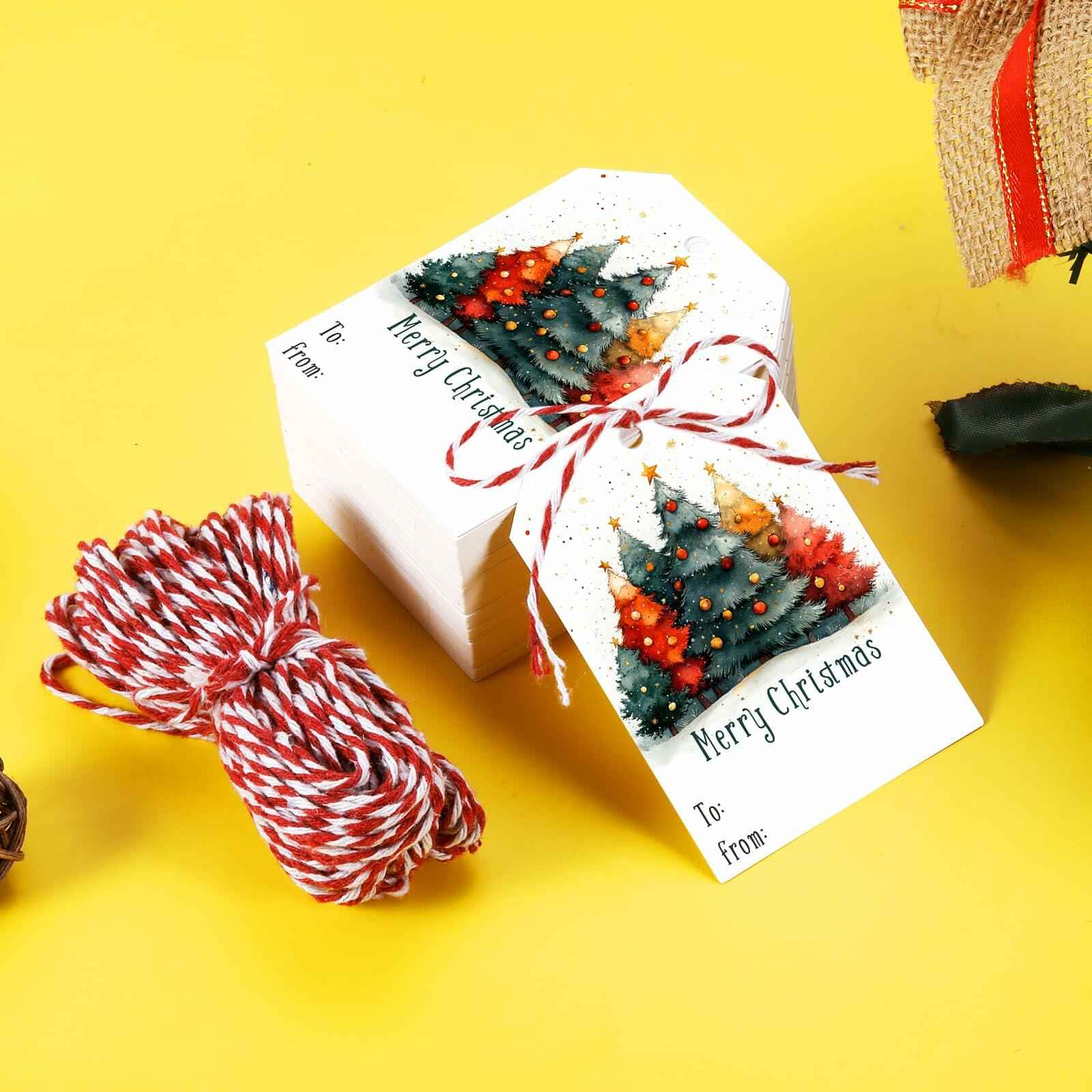 100Pcs Gift Tags with String Attached for Presents Xmas Party Decor Labels