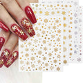 12 Sheets 3D Snowflake Nail Art Stickers Holographic Laser Gold Silver Xmas