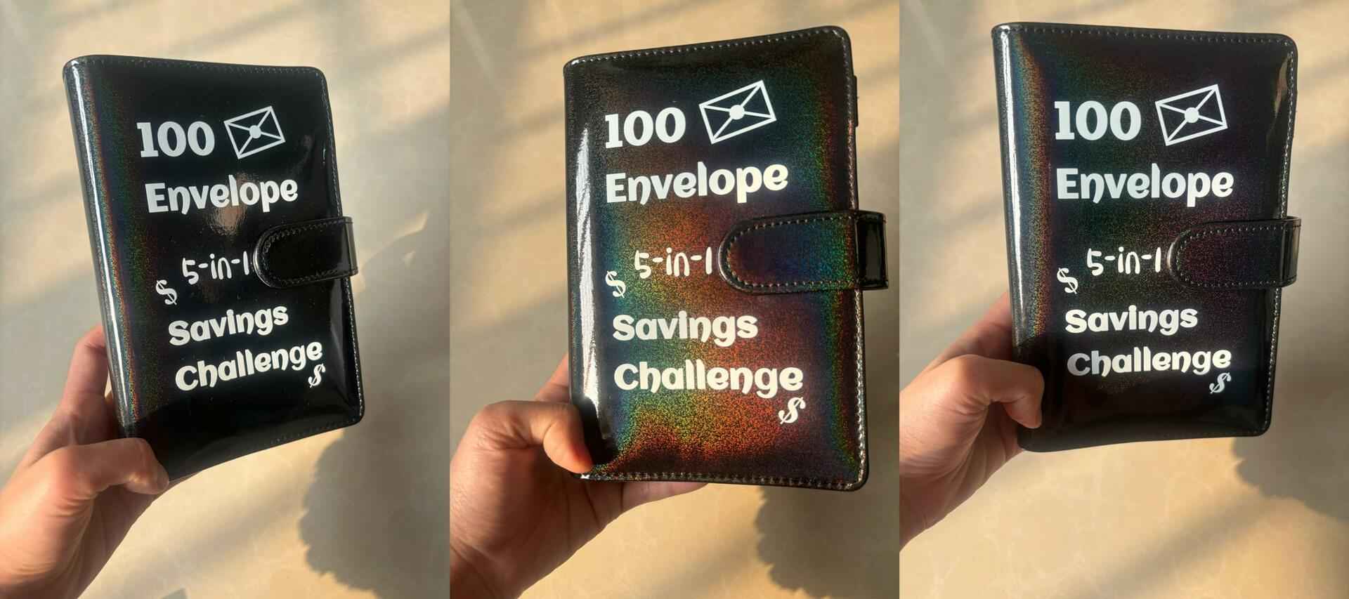 100 Envelope Challenge Binder 5-in-1 Budget Planner Shining Silver