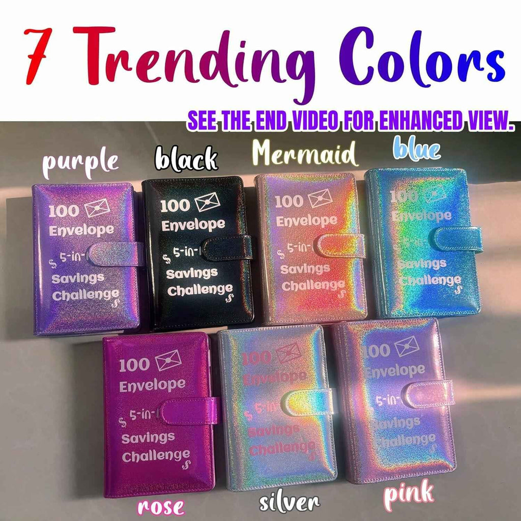 100 Envelope Challenge Binder 5-in-1 Budget Planner Shining Silver