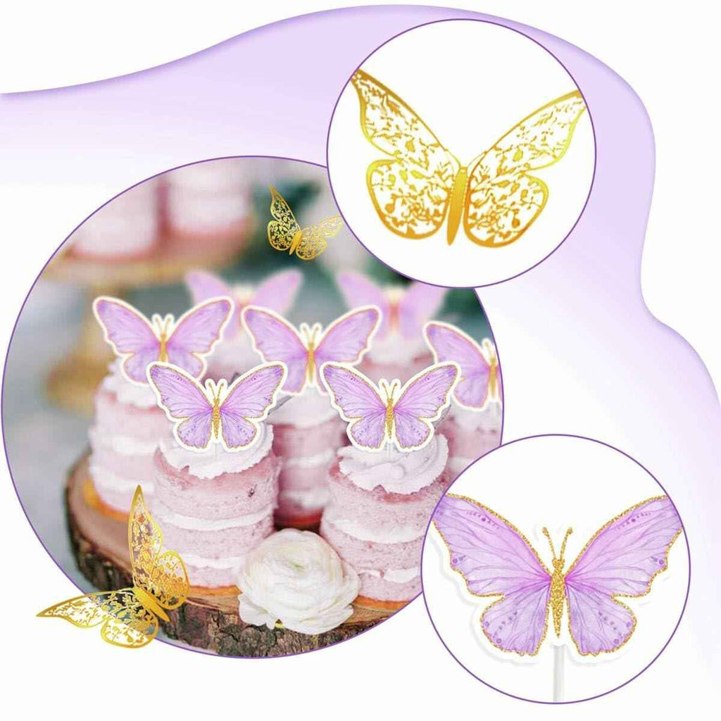 107 Pcs Purple Butterfly Birthday Decoration Set Indoor Outdoor Party