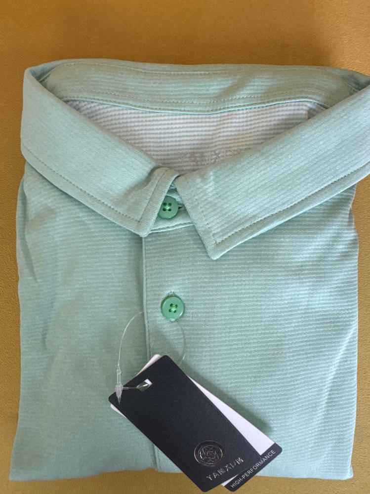 YAMXDM Mens Long Sleeve Golf Polo Shirt Moisture Wicking Light Green Size L