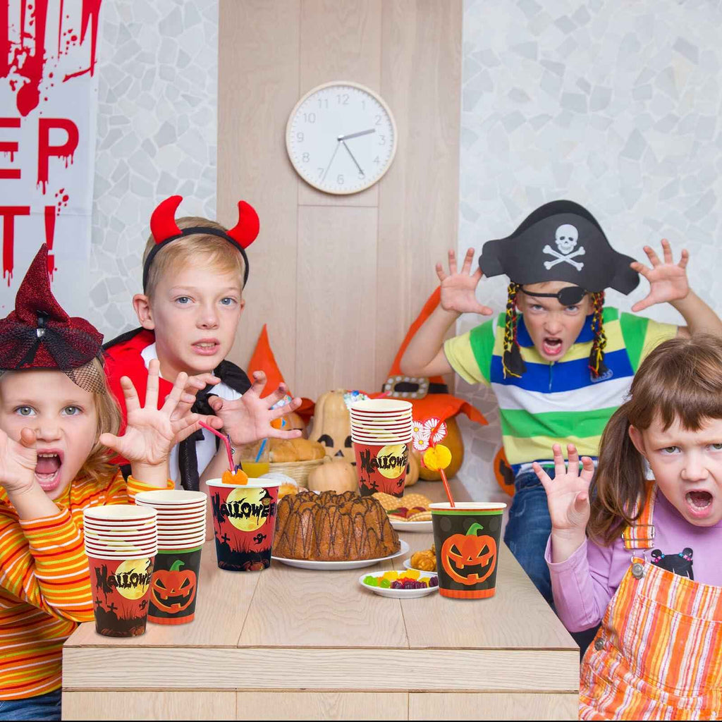 Crumya Pumpkin Disposable Paper Cups 9oz Halloween Party Supplies 40pcs