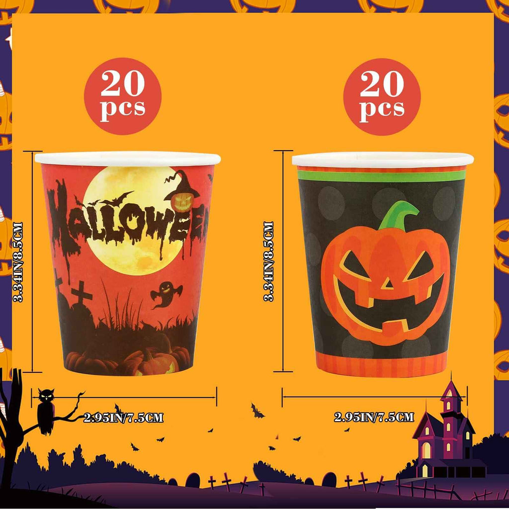 Crumya Pumpkin Disposable Paper Cups 9oz Halloween Party Supplies 40pcs