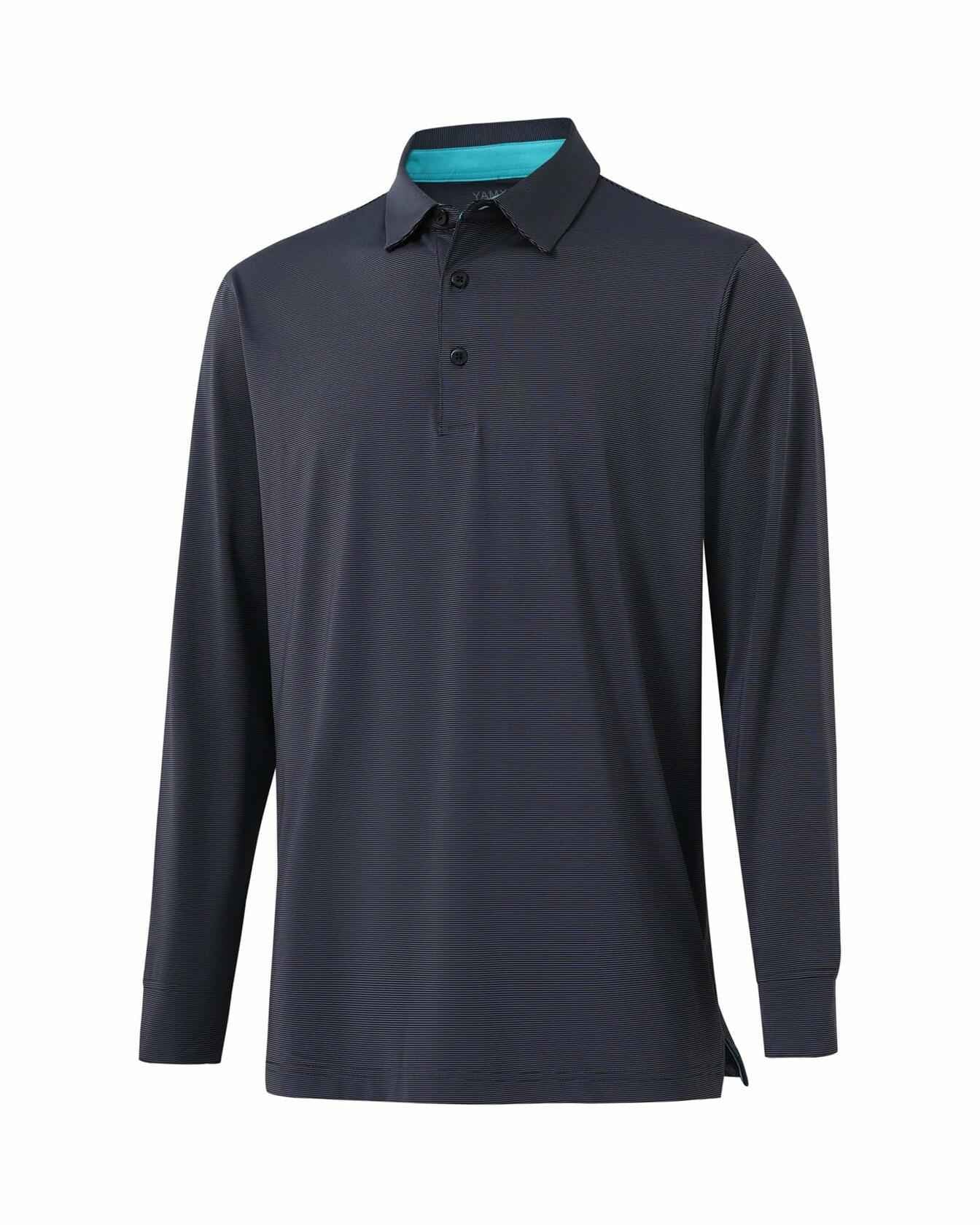 YAMXDM Mens Long Sleeve Golf Polo Shirt Moisture Wicking Light Green Size L