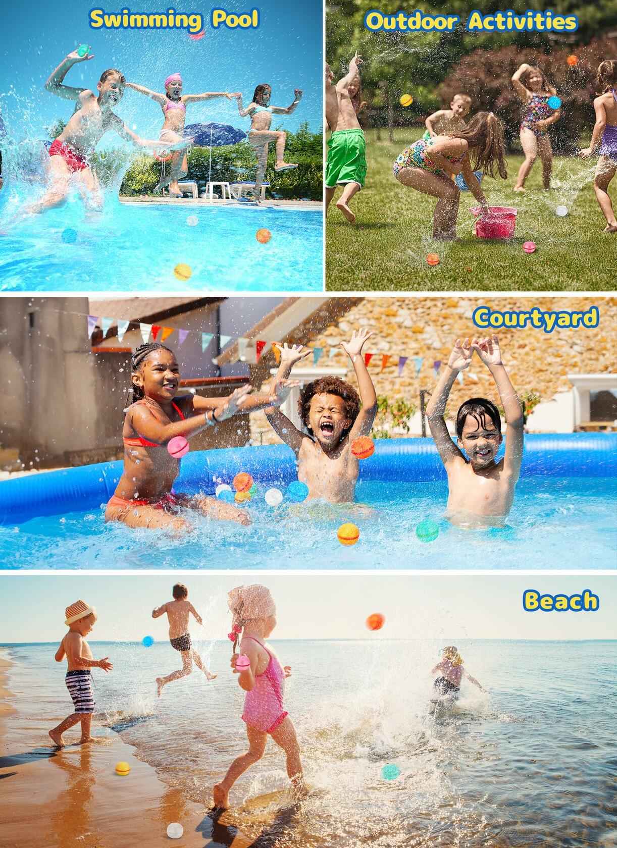 12 PCS Reusable Magnetic Water Balloons Silicone Donut Shape