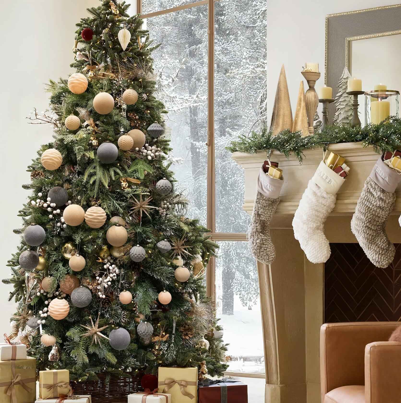 12PCS Velvet Christmas Ball Ornaments 3.15"Handmade Flocked Shatterproof