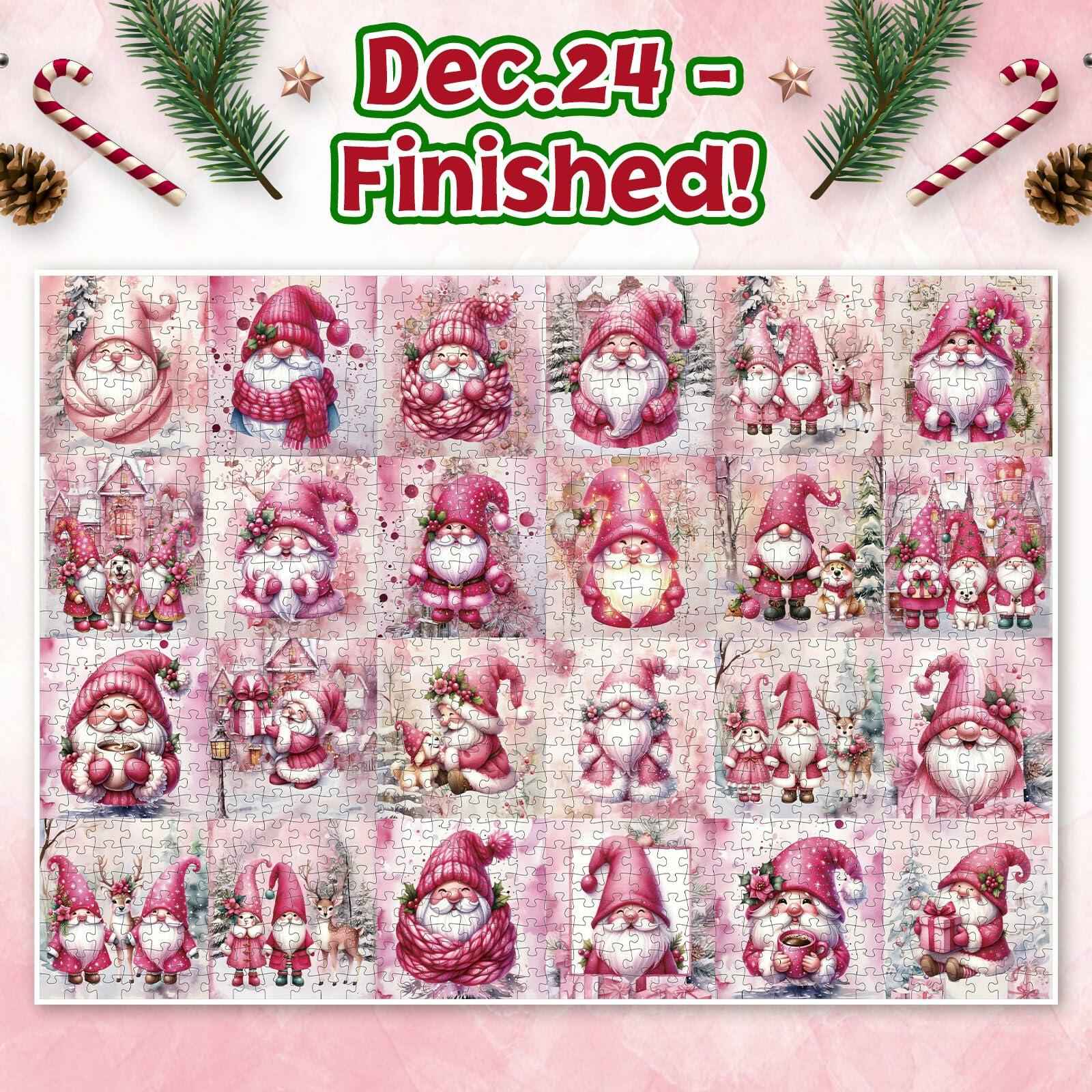 1008 Pc Pink Gnome Advent Calendar Puzzle 2025 24-Day Countdown