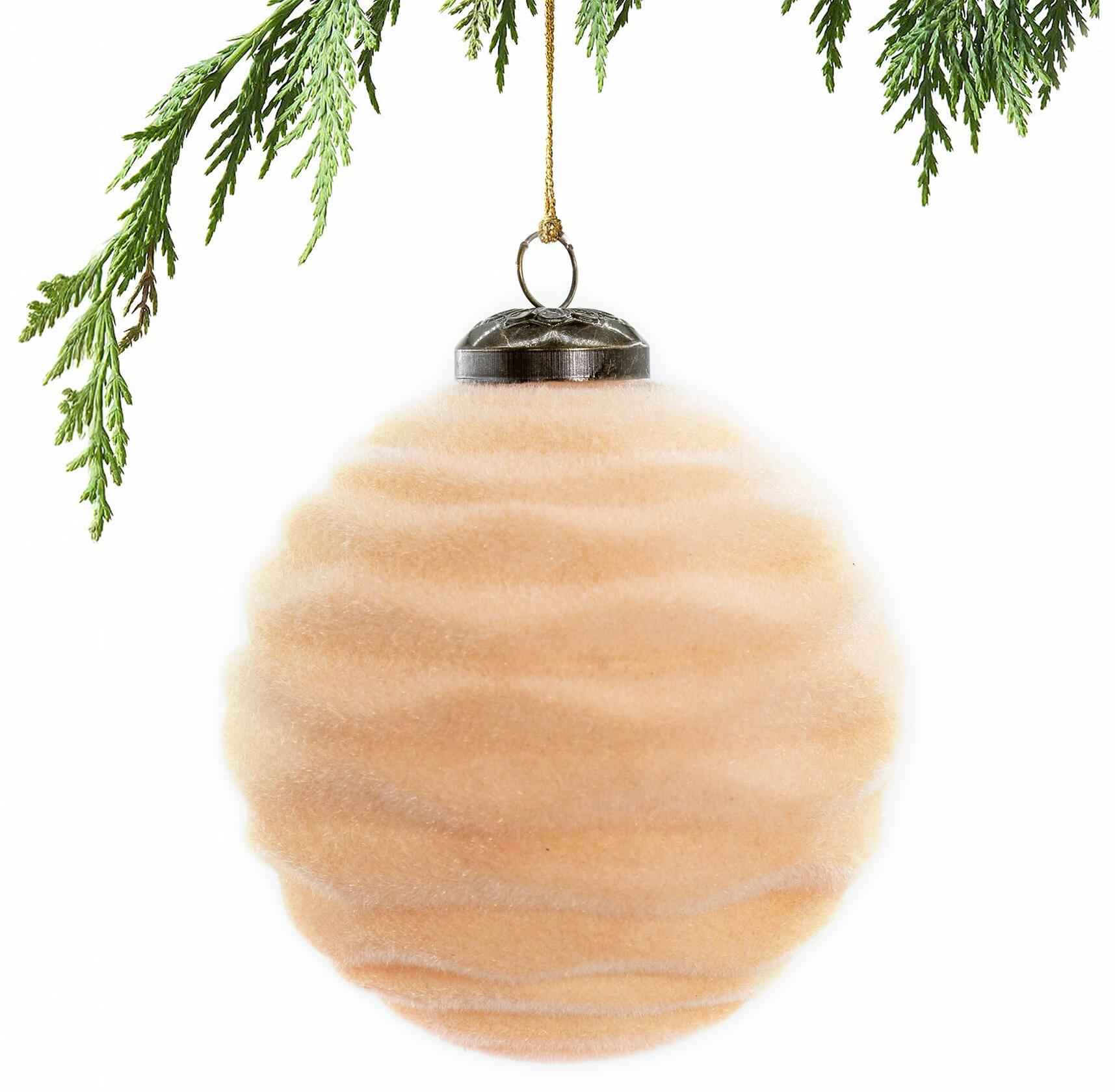12PCS Velvet Christmas Ball Ornaments 3.15"Handmade Flocked Shatterproof
