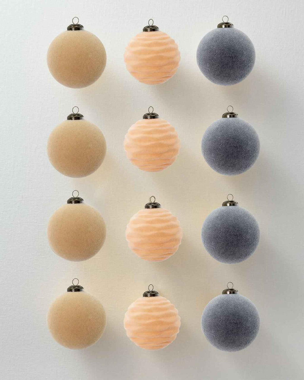 12PCS Velvet Christmas Ball Ornaments 3.15"Handmade Flocked Shatterproof