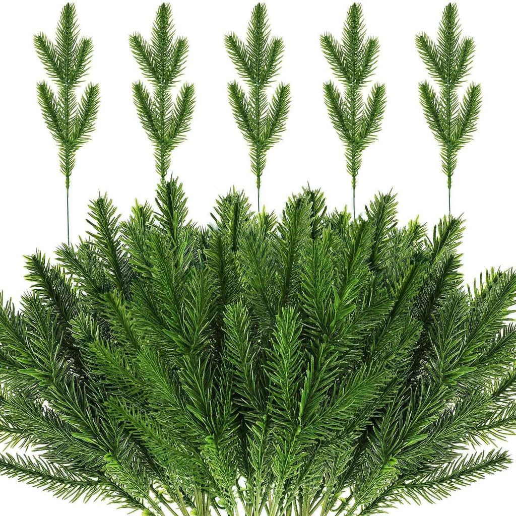 100 Pieces Artificial Pine Needles 10in Green Christmas DIY Accessories