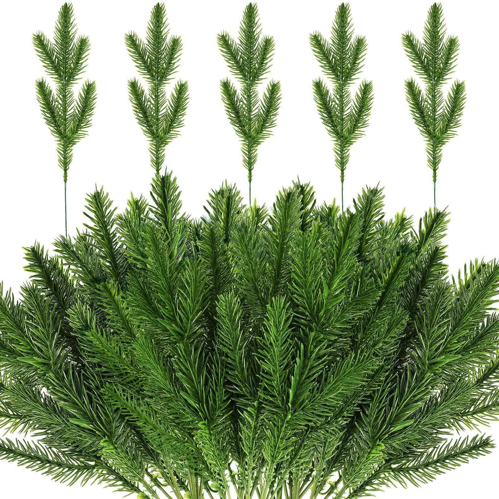 100 Pieces Artificial Pine Needles 10in Green Christmas DIY Accessories