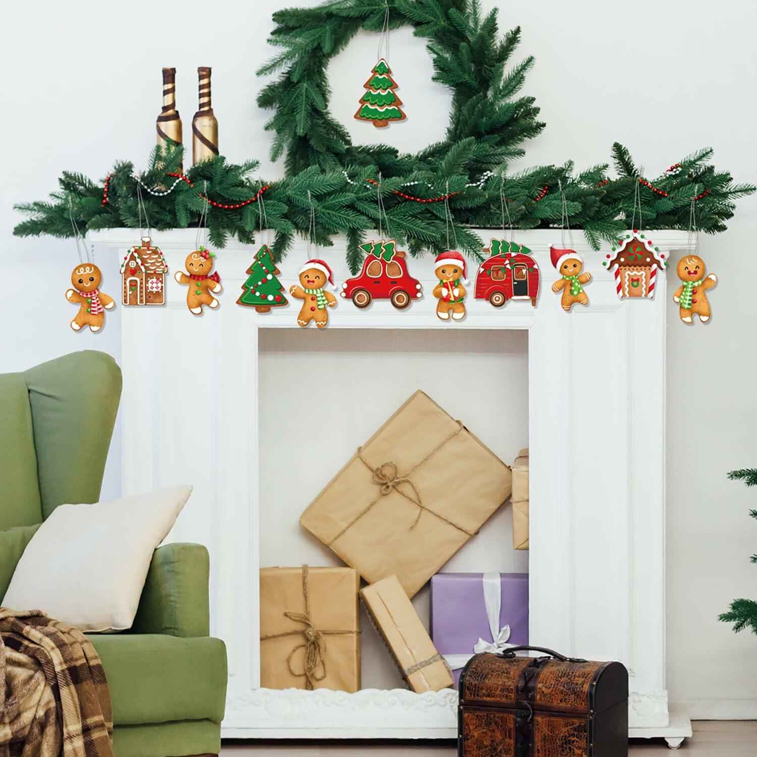 12pcs Gingerbread Man Christmas Tree Ornaments Cute Xmas Decor Accessories