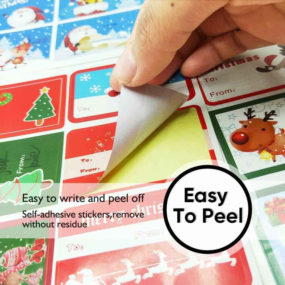 132 PCS Christmas Tags Stickers Santa Snowmen Xmas Tree Deer Labels
