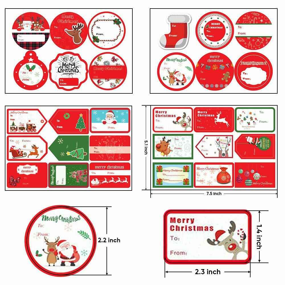 132 PCS Christmas Tags Stickers Santa Snowmen Xmas Tree Deer Labels