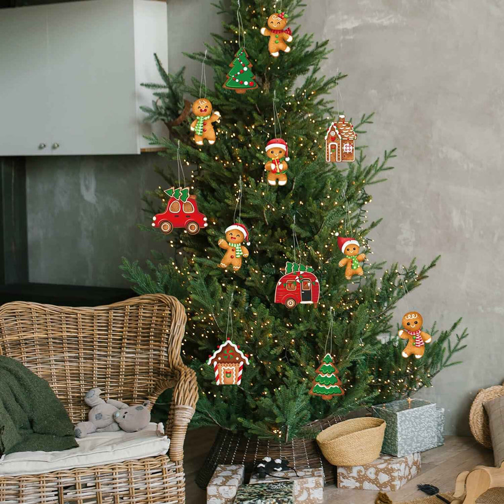 12pcs Gingerbread Man Christmas Tree Ornaments Cute Xmas Decor Accessories