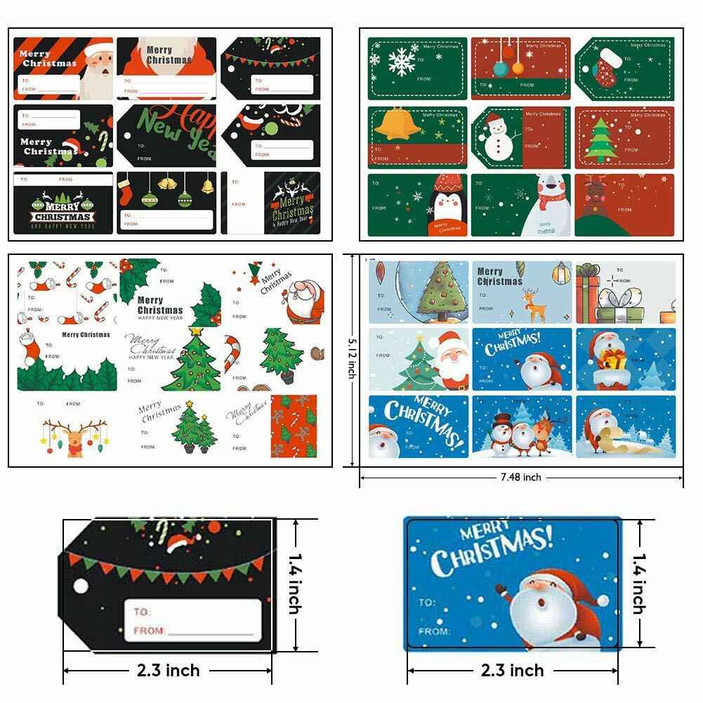 132 PCS Christmas Tags Stickers Santa Snowmen Xmas Tree Deer Labels