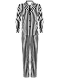 Halloween Black White Striped Men Costume Comedy Horror Size XXL
