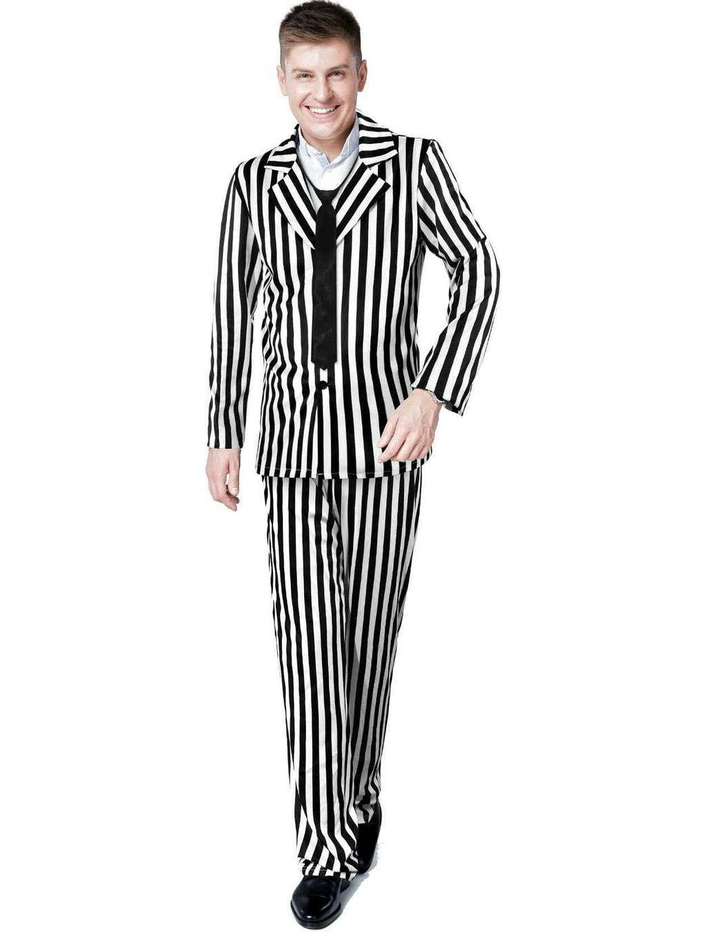 Halloween Black White Striped Men Costume Comedy Horror Size XXL