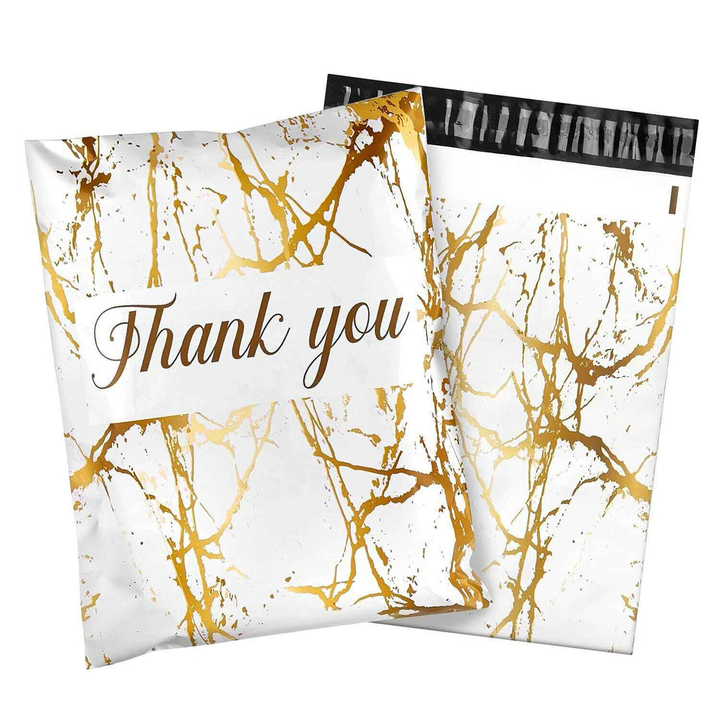 100 Pack Poly Mailers 10x13 Marble White Self Seal Shipping Bags