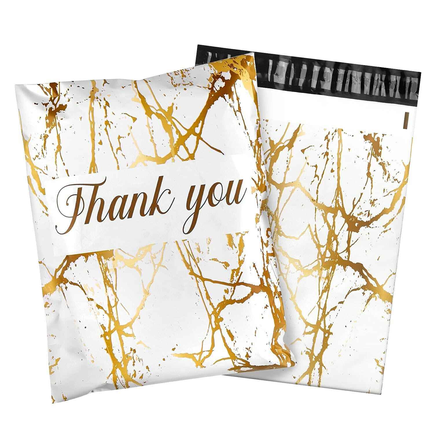 100 Pack Poly Mailers 10x13 Marble White Self Seal Shipping Bags