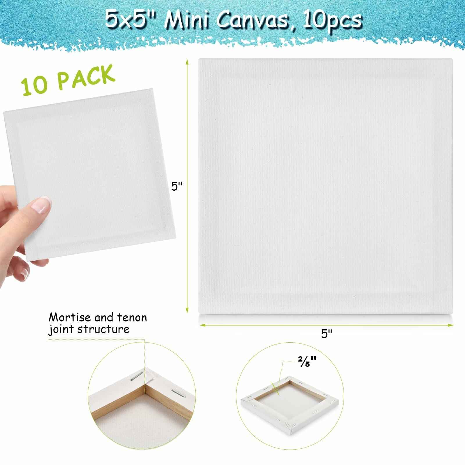 12PCS Mini Canvas and Easel Set 3x3in Cotton Small Square Canvases Art