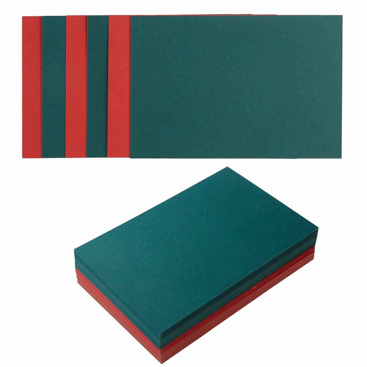 100 Sheets Christmas Cardstock Paper 250 GSM Thick 5x7in Green Red